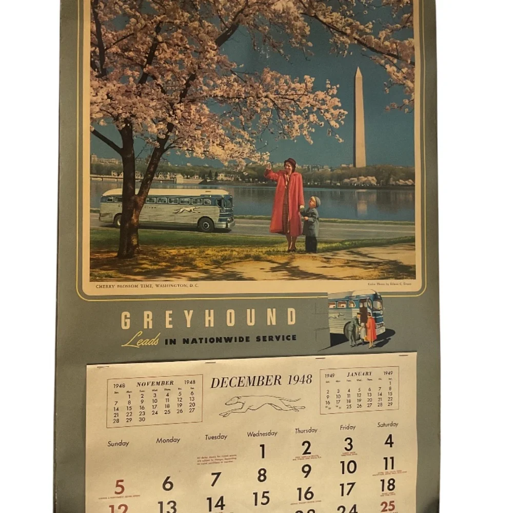 Huge Vintage 1948 Greyhound Calendar